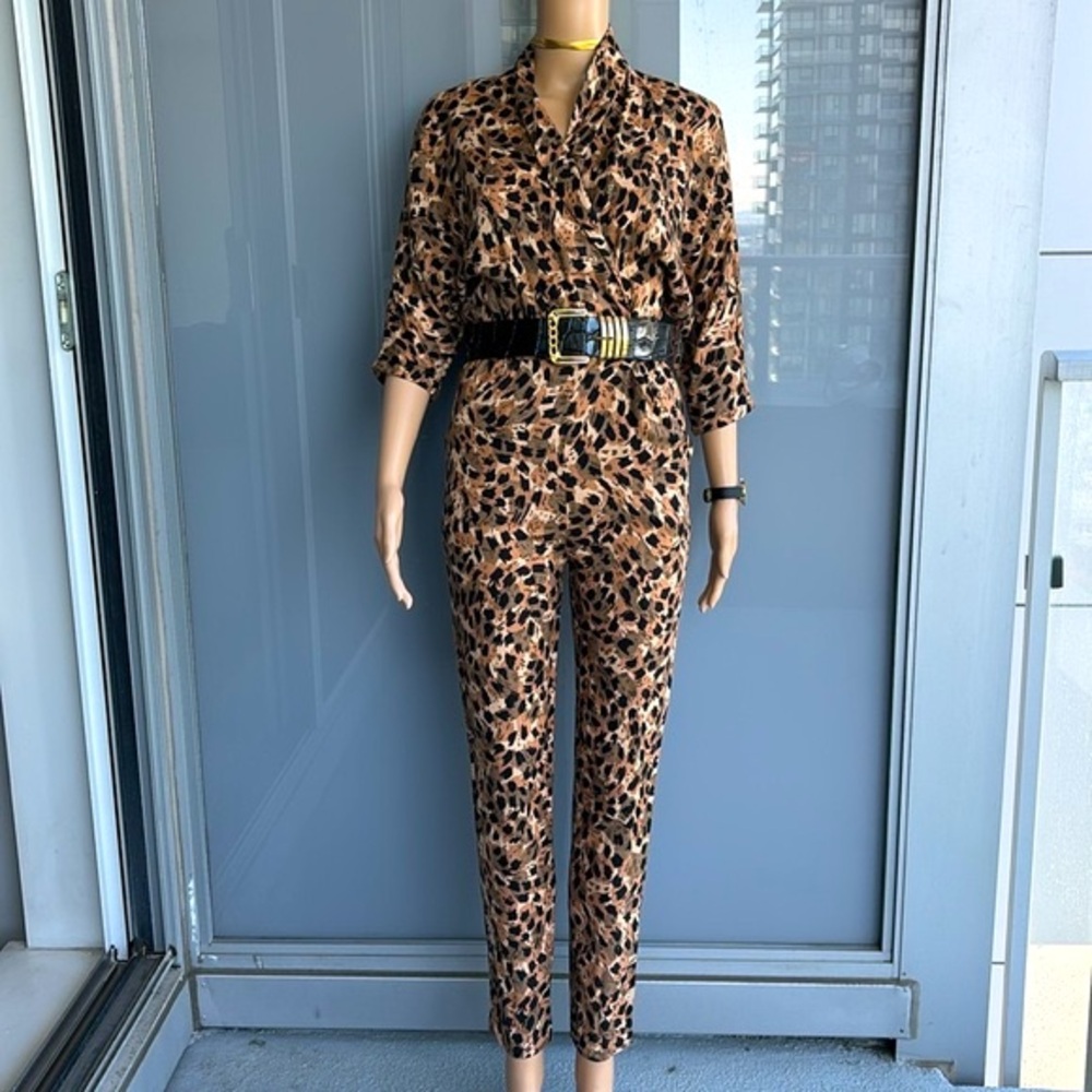 Vintage Brown and Black Animal Print Jumpsuit